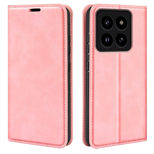 

For Xiaomi 14 Pro Retro-skin Magnetic Suction Leather Phone Case(Pink)