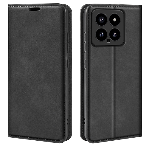 

For Xiaomi 14 Retro-skin Magnetic Suction Leather Phone Case(Black)