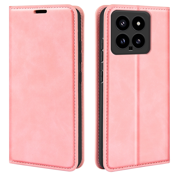 

For Xiaomi 14 Retro-skin Magnetic Suction Leather Phone Case(Pink)