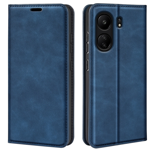 

For Xiaomi Redmi 13C Retro-skin Magnetic Suction Leather Phone Case(Dark Blue)