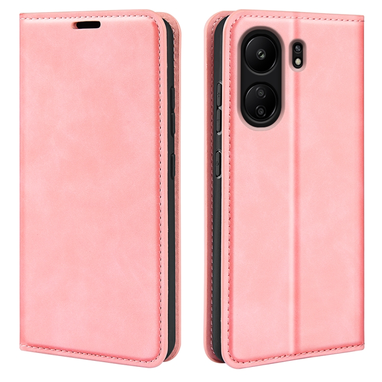 

For Xiaomi Redmi 13C Retro-skin Magnetic Suction Leather Phone Case(Pink)