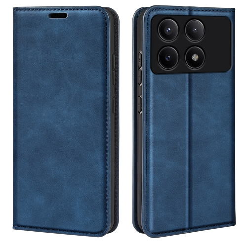 

For Xiaomi Redmi K70E Retro-skin Magnetic Suction Leather Phone Case(Dark Blue)