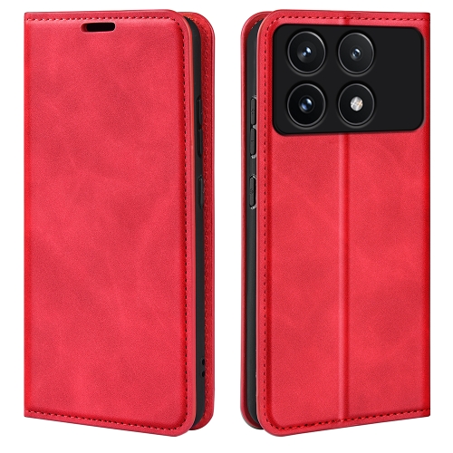 

For Xiaomi Redmi K70 Retro-skin Magnetic Suction Leather Phone Case(Red)