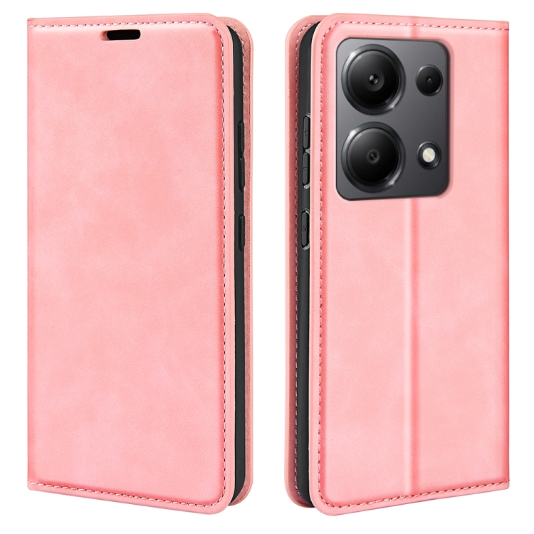 

For Xiaomi Redmi Note 13 4G Retro-skin Magnetic Suction Leather Phone Case(Pink)