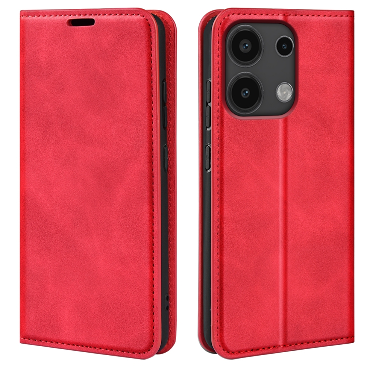 

For Xiaomi Redmi Note 13 Pro 4G Retro-skin Magnetic Suction Leather Phone Case(Red)