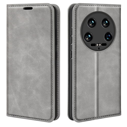 

For Xiaomi 14 Ultra Retro-skin Magnetic Suction Leather Phone Case(Grey)