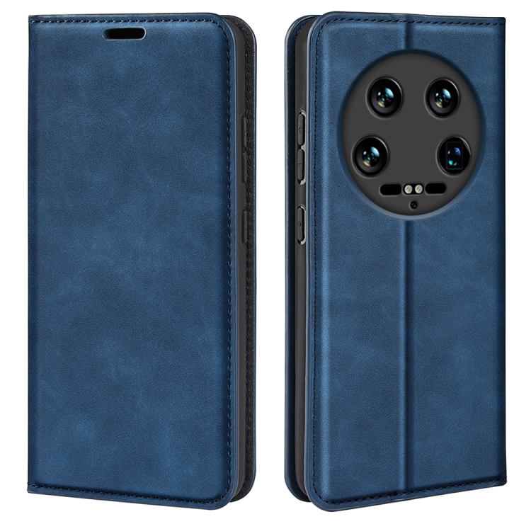 

For Xiaomi 14 Ultra Retro-skin Magnetic Suction Leather Phone Case(Dark Blue)