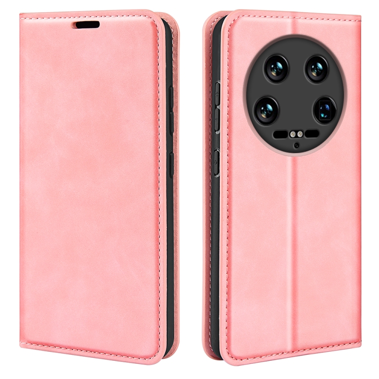 

For Xiaomi 14 Ultra Retro-skin Magnetic Suction Leather Phone Case(Pink)