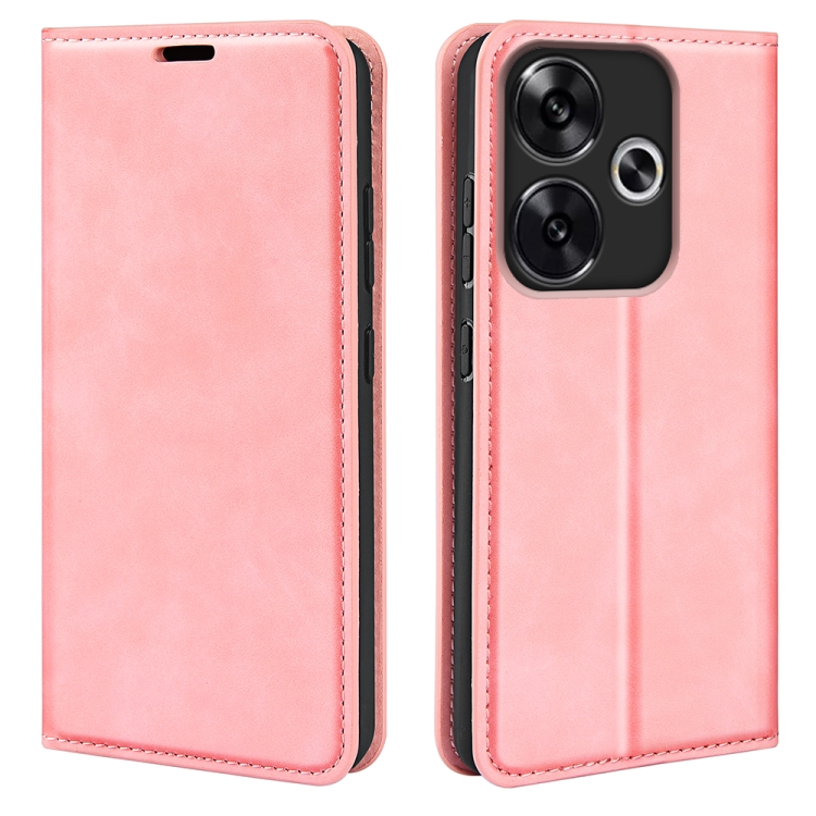 

For Xiaomi Redmi Turbo 3 Retro-skin Magnetic Suction Leather Phone Case(Pink)