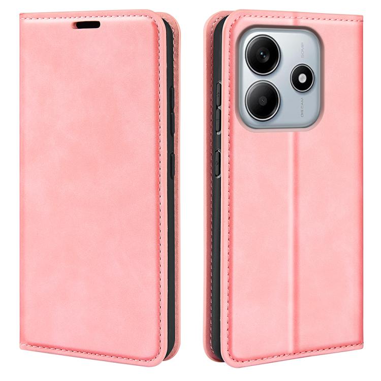 

For Xiaomi Redmi Note 14 5G Retro-skin Magnetic Suction Leather Phone Case(Pink)