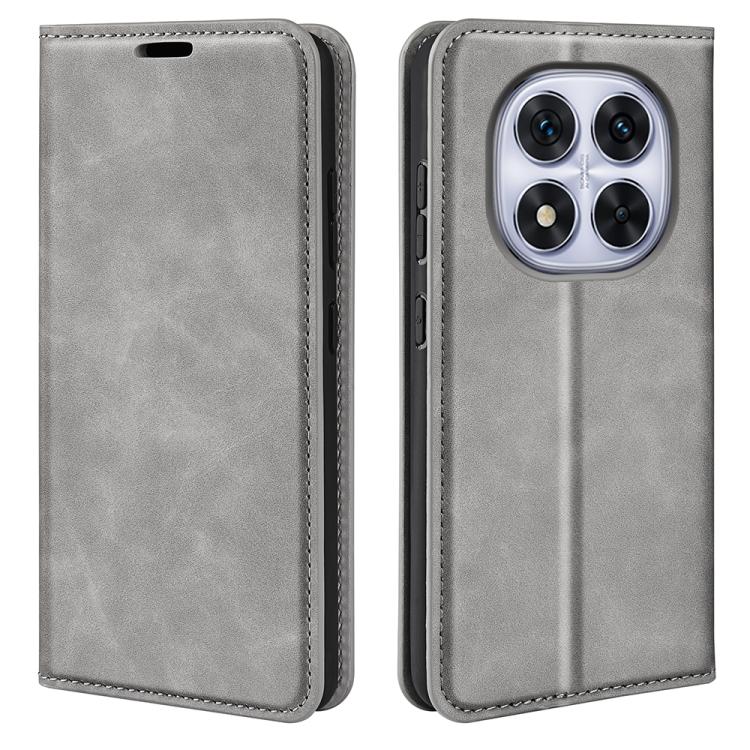 

For Xiaomi Redmi Note 14 Pro 5G Retro-skin Magnetic Suction Leather Phone Case(Grey)