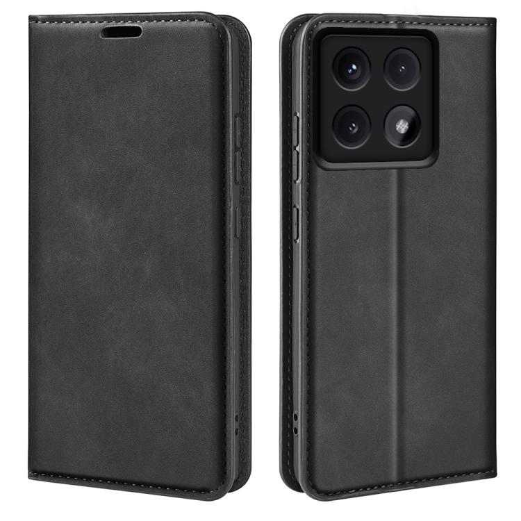 

For Xiaomi 14T Retro-skin Magnetic Suction Leather Phone Case(Black)