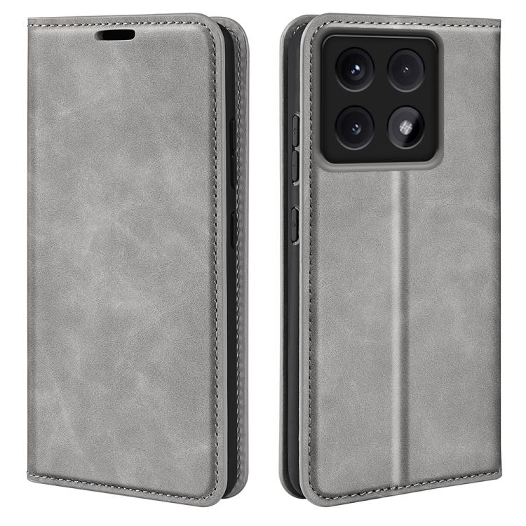 

For Xiaomi 14T Pro Retro-skin Magnetic Suction Leather Phone Case(Grey)