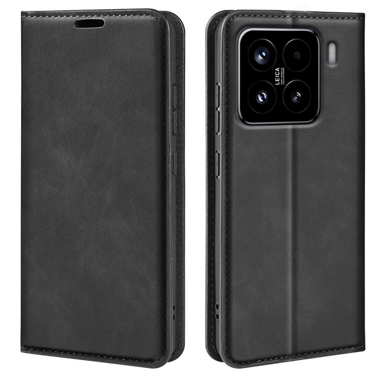 

For Xiaomi 15 Retro-skin Magnetic Suction Leather Phone Case(Black)