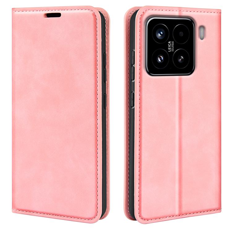 

For Xiaomi 15 Retro-skin Magnetic Suction Leather Phone Case(Pink)