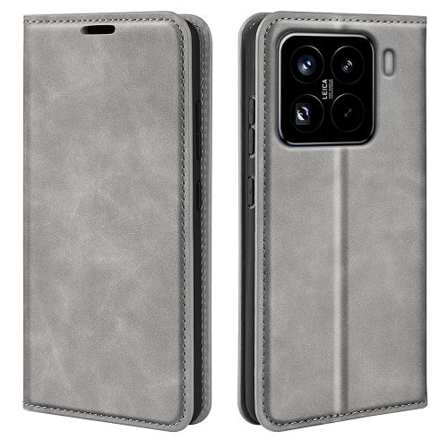 

For Xiaomi 15 Pro Retro-skin Magnetic Suction Leather Phone Case(Grey)