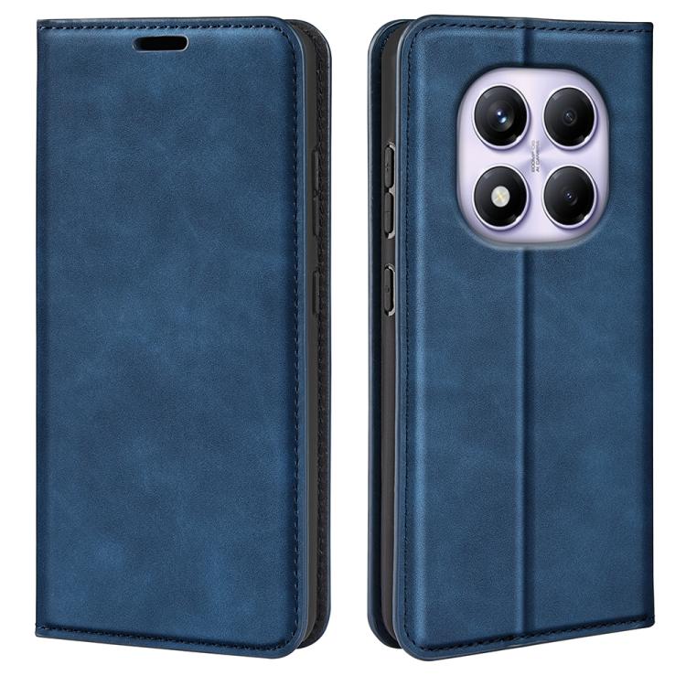 

For Xiaomi Redmi Note 14 Pro 4G Retro-skin Magnetic Suction Leather Phone Case(Dark Blue)