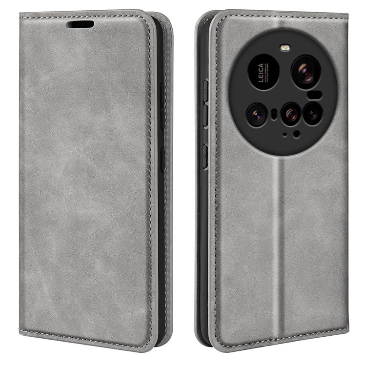 

For Xiaomi 15 Ultra Retro-skin Magnetic Suction Leather Phone Case(Grey)