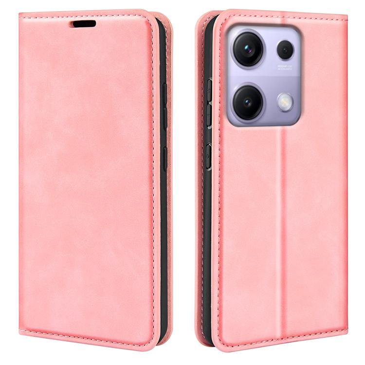 

For Redmi Note 14S 4G Retro-skin Magnetic Suction Leather Phone Case(Pink)