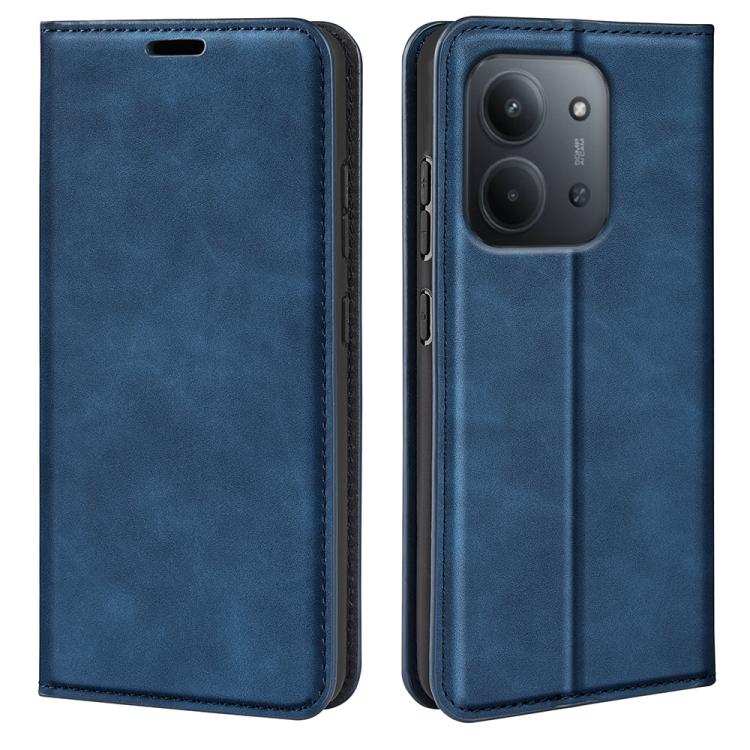 

For Redmi 15C 5G / 4G EU 173mm Retro-skin Magnetic Suction Leather Phone Case(Dark Blue)