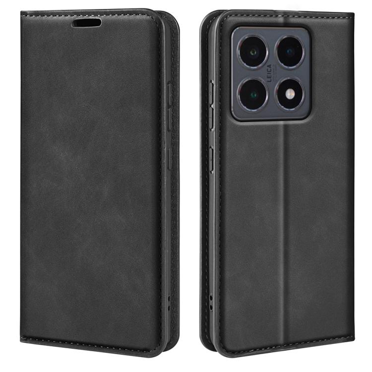 

For Xiaomi 15T Retro-skin Magnetic Suction Leather Phone Case(Black)