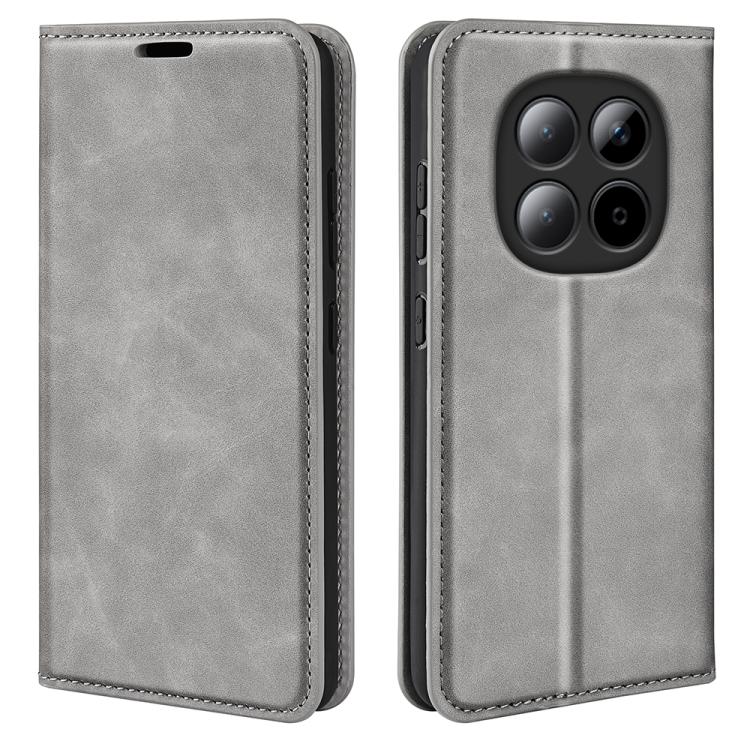 

For Redmi Note 15 Pro+ Global 163.3mm Retro-skin Magnetic Suction Leather Phone Case(Grey)