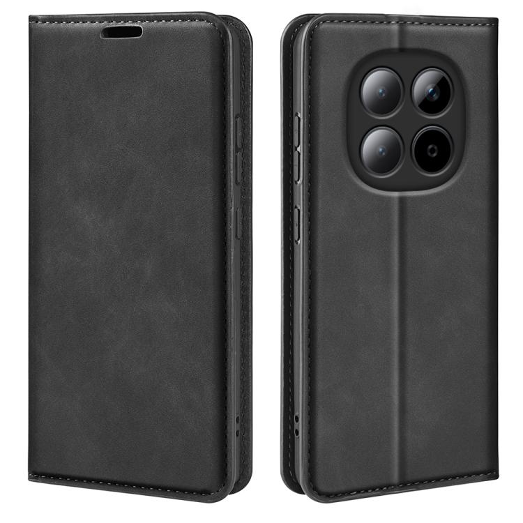 

For Redmi Note Note 15 5G Global 164mm Retro-skin Magnetic Suction Leather Phone Case(Black)