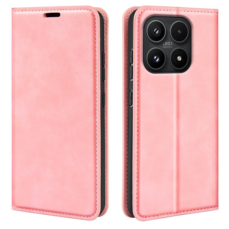 

For Xiaomi 17 Retro-skin Magnetic Suction Leather Phone Case(Pink)
