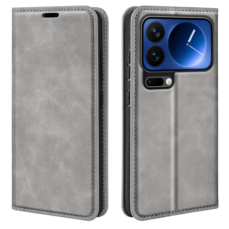 

For Xiaomi 17 Pro Retro-skin Magnetic Suction Leather Phone Case(Grey)