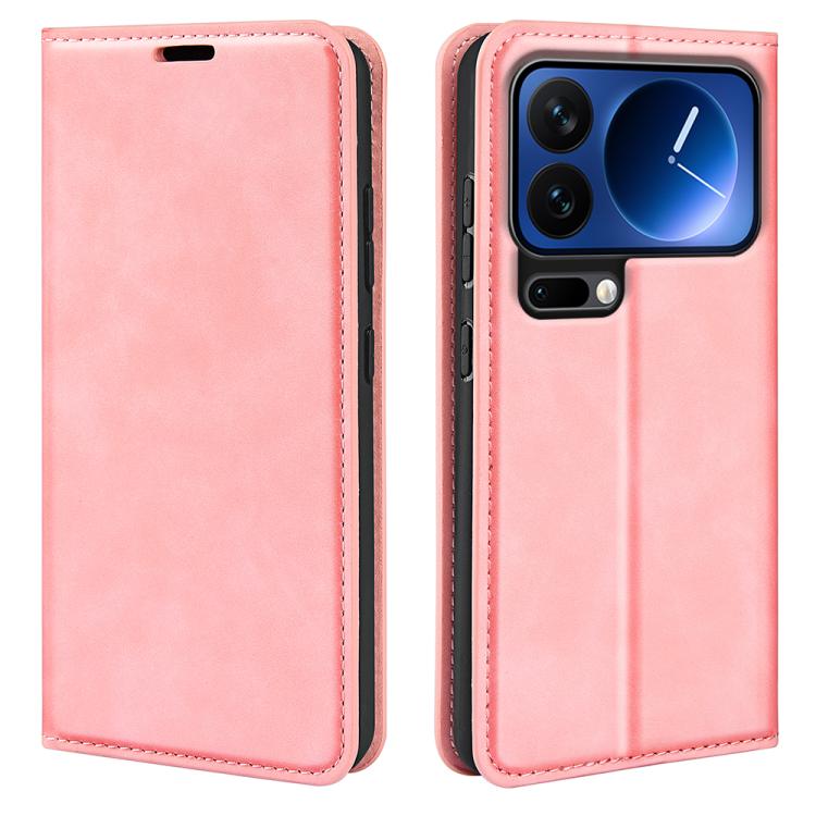

For Xiaomi 17 Pro Max Retro-skin Magnetic Suction Leather Phone Case(Pink)