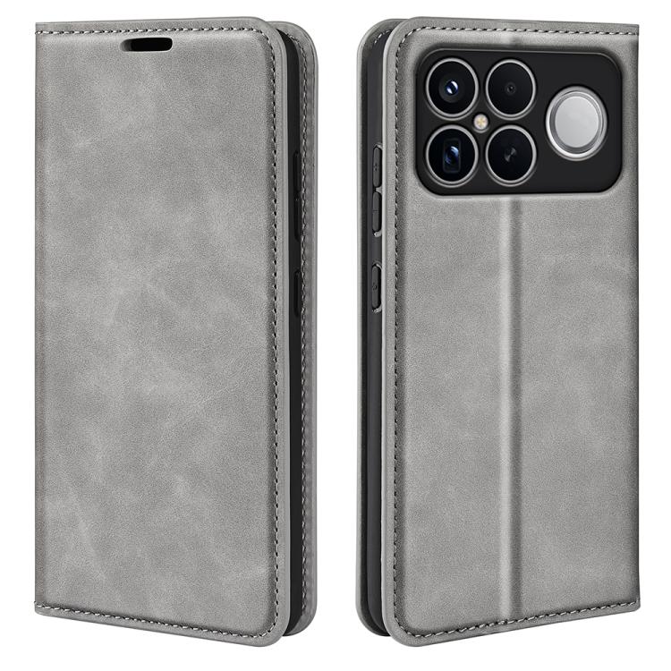 

For Xiaomi Poco F8 Ultra 5G Retro-skin Magnetic Suction Leather Phone Case(Grey)
