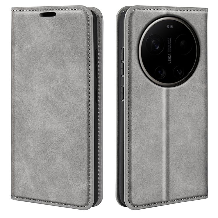 

For Xiaomi 17 Ultra Retro-skin Magnetic Suction Leather Phone Case(Grey)