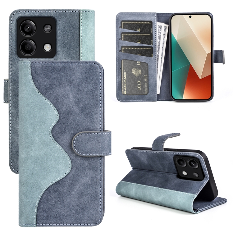 

For Xiaomi Redmi Note 13 Stitching Horizontal Flip Leather Phone Case(Blue)