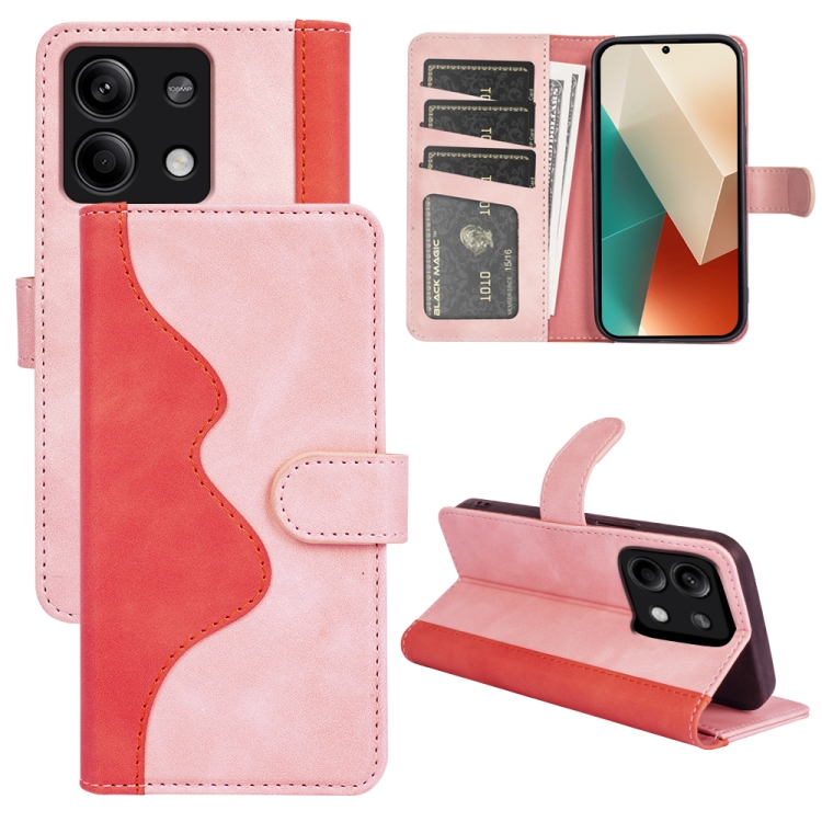 

For Xiaomi Redmi Note 13 5G Stitching Horizontal Flip Leather Phone Case(Red)