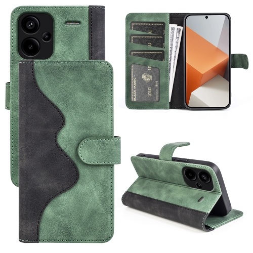 

For Xiaomi Redmi Note 13 Pro+ Stitching Horizontal Flip Leather Phone Case(Green)