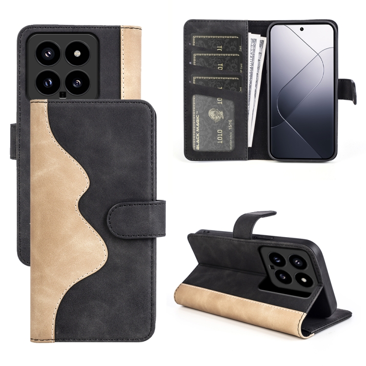 

For Xiaomi 14 Stitching Horizontal Flip Leather Phone Case(Black)