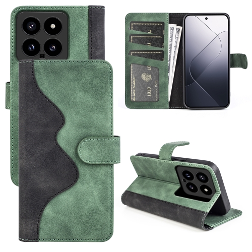 

For Xiaomi 14 Stitching Horizontal Flip Leather Phone Case(Green)