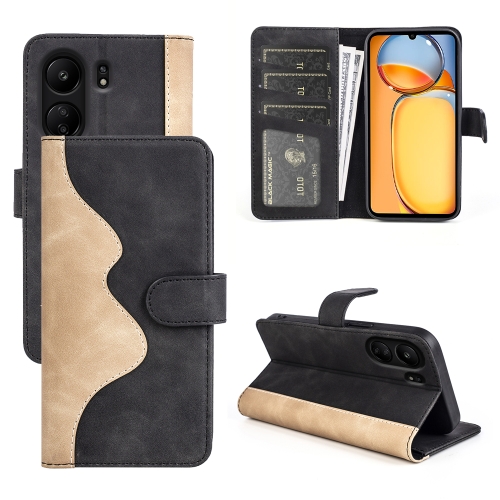 

For Xiaomi Redmi 13C Stitching Horizontal Flip Leather Phone Case(Black)