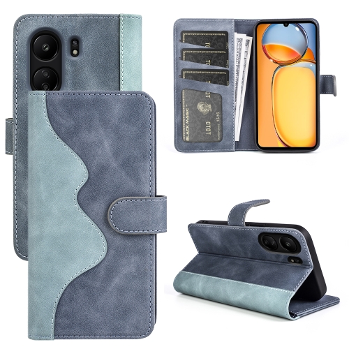 

For Xiaomi Redmi 13C Stitching Horizontal Flip Leather Phone Case(Blue)
