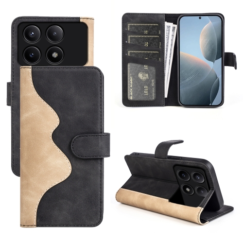 

For Xiaomi Redmi K70E Stitching Horizontal Flip Leather Phone Case(Black)