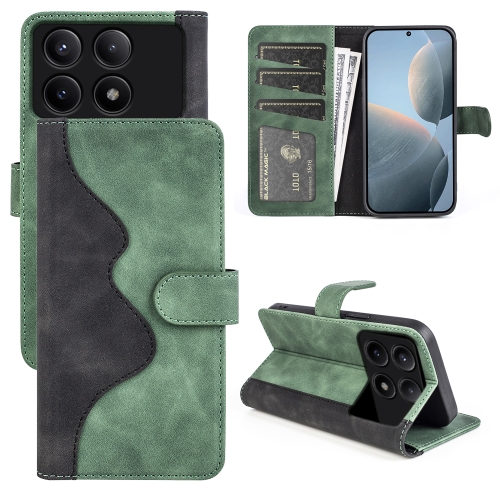 

For Xiaomi Redmi K70E Stitching Horizontal Flip Leather Phone Case(Green)
