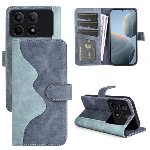 

For Xiaomi Redmi K70E Stitching Horizontal Flip Leather Phone Case(Blue)