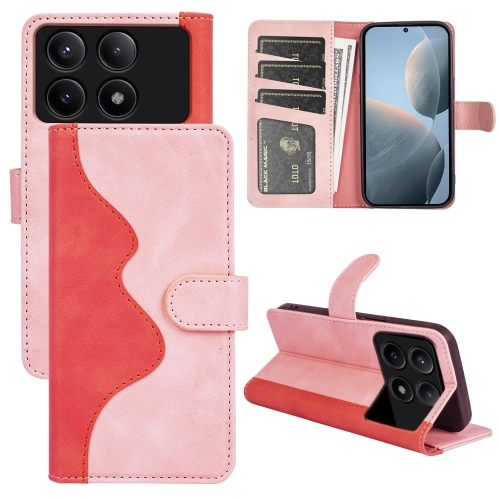 

For Xiaomi Redmi K70E Stitching Horizontal Flip Leather Phone Case(Red)
