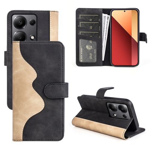 

For Xiaomi Redmi Note 13 4G Stitching Horizontal Flip Leather Phone Case(Black)