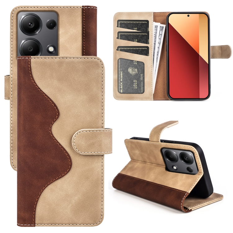 

For Xiaomi Redmi Note 13 4G Stitching Horizontal Flip Leather Phone Case(Yellow)