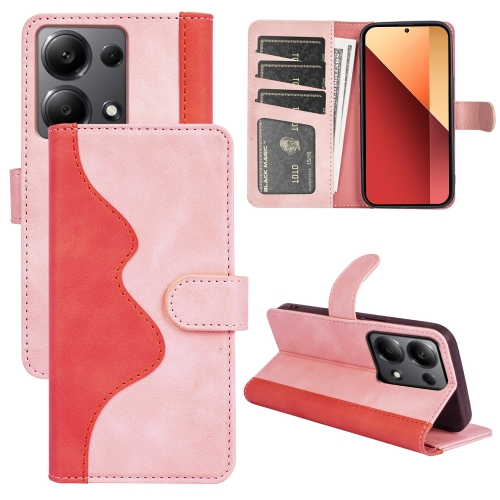 

For Xiaomi Redmi Note 13 4G Stitching Horizontal Flip Leather Phone Case(Red)