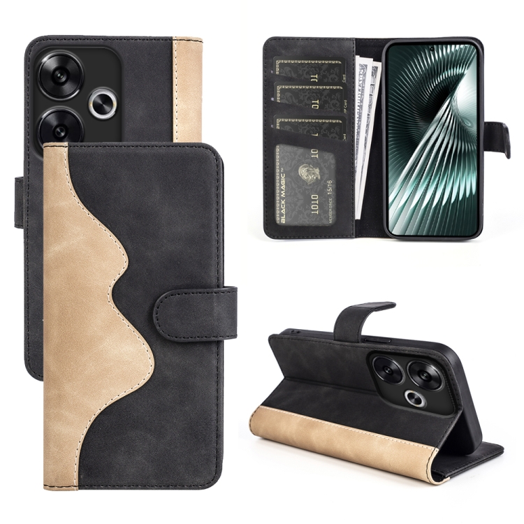 

For Xiaomi Redmi Turbo 3 Stitching Horizontal Flip Leather Phone Case(Black)