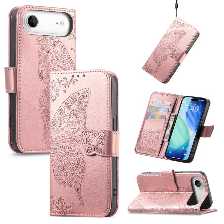 For iPhone Air Butterfly Love Flower Embossed Leather Phone Case(Rose Gold) — купить у Sunsky-online WW