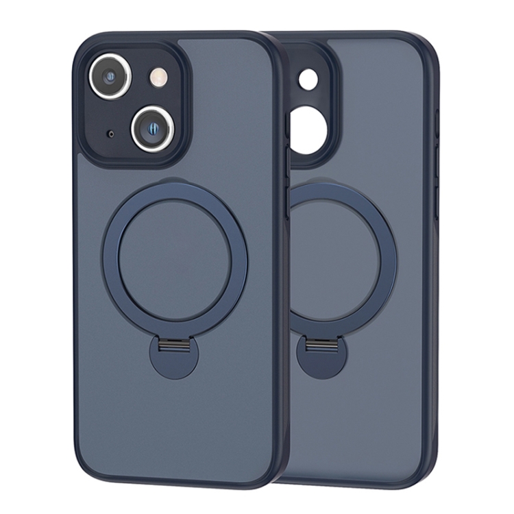 

For iPhone 15 Plus 360 Magsafe Ring Holder TPU Hybrid PC Phone Case(Blue)