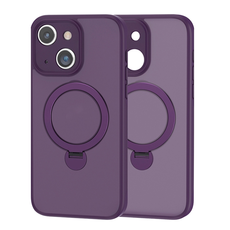 

For iPhone 15 Plus 360 Magsafe Ring Holder TPU Hybrid PC Phone Case(Purple)
